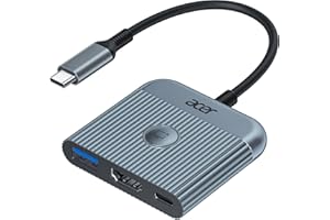 Acer Adapter USB C do HDMI, koncentrator HDMI typu C 4K@60Hz z PD 100 W, USB 3.0, rozdzielacz wieloportowy cyfrowego AV USB-C do MacBooka Pro/Air, iPada Pro/Air, iPhone'a 15, tabletów, laptopów itp.