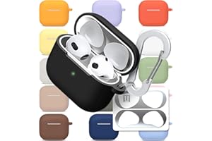 superdivision [3 in 1] AirPods 4 Silicone Case + Anti-Lost Carabiner + Dust Guard Metal Film, Protective Cover with Keychain for Apple AirPods 4 (2024)
