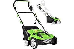 RELAX4LIFE Scarificateur Aérateur Électrique 1500W jusqu'à 300m² avec Bac de Ramassage 30L, Profondeur&Hauteur Réglable,Verrou de sécurité pour Gazon Sol (Vert, Watts, 45L-1800)