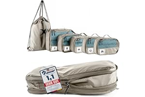 SEESCHWALBE Packing Cubes Compression | Packwürfel kompression als ultraleichte Rucksack Organizer oder Koffer Organizer | Ideale Packtaschen für dein Reise- und Camping Zubehör (6-teilig, beige)