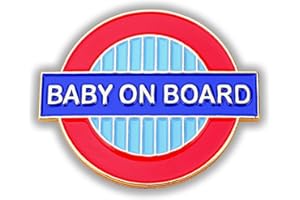 BLACK ROOSTER Badge Baby on Board – Épingle en métal émaillé de 35 mm de qualité supérieure | Inspiré du métro de Londres | Idéal pour les mamans enceintes et nouvelles mamans | Cadeau de voyage attentionné pour