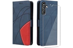 UKECASE Funda con Protector para Samsung Galaxy A15 4G/A15 5G, Carcasa Libro de Premium Cuero PU Suave Tapa con Ranura para Tarjetas Color Azul