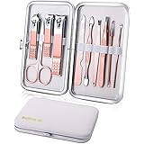 Manicure Set 10pcs Professional Nail Clippers Kit Pedicure Care Tools-Stainless Steel Grooming Tools for Travel (White)