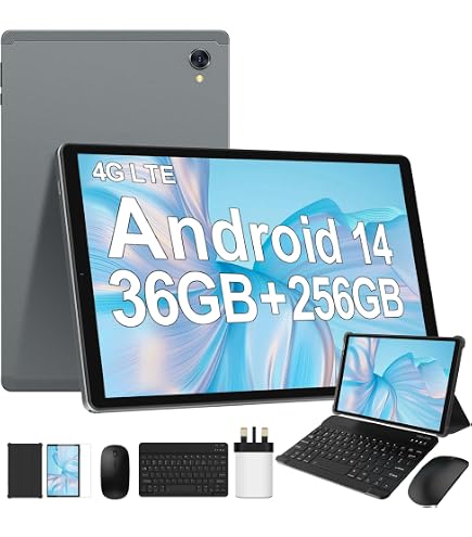 FORUSER 10,4 Pollici Tablet Android 14 in offerta 36GB RAM+256 GB ROM (2TB TF) Octa-Core 2.0 GHz, INCELL 2K FHD, 4G LTE+5G WiFi BT 5.0 |8000mAh |13MP+8MP, con tastiera-Grigio
