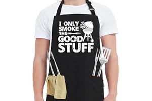 LSUO BAOFU Delantal de cocina ajustable, delantales divertidos para hombres con 2 bolsillos - cumpleaños Regalo del Día del Padre para Dad Kitchen Boss Grilling BBQ Delantal