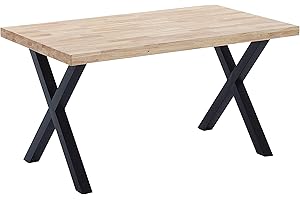 ADEC GROUP X-Loft, Mesa de Comedor, Mesa de Salon, Acabado en Roble Salvaje y Patas Metalicas Negro, Medidas: 160 cm (Largo) x 90 cm (Ancho) x 76 cm (Alto)