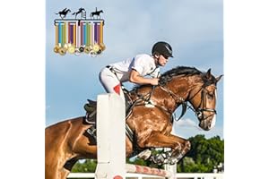 SUPERDANT medallero Colgador de medallas Ganchos para Medallas de Equitación Soporte para Medallas de Obstáculos Ecuestres Apto para Más de 60 medallas Ganchos Montados En la Pared de Hierro Negro