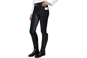 FitsT4 Sports Leggings d'équitation pour Femmes Pantalon d'équitation entièrement doublé en Silicone avec Poche pour téléphone Portable et Passants de Ceinture
