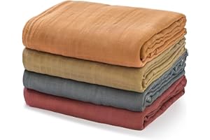 momcozy Lot de 4 Langes Bebe 120x120 cm, Couverture Emmaillotage Bebe en Coton et Bambou, Doux et Doux pour la Peau, Essentiels pour Les Nouveau-nés