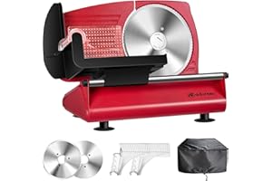 Adortec Allesschneider elektrisch, Wurstschneidemaschine mit 2 Klingen, 2 Restehaltern und 1 maßgefertigten Staubschutzhaube,