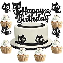 Verjaardagsfeestartikelen voor katten - kat Happy Birthday-banner, kroon, poot macaron-ballon, hartballon, taarttopper en hangende werveling voor kinderen, kittens, huisdierthemadecoraties (set 01