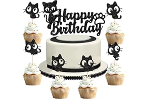 palasasa 25 Stück Süß Katze Tortendeko Kätzchen Cake Topper Schwarz Kätzchen Cupcake Topper für Katzenliebhaber Kätzchen Thema Babyparty Kinder Geburtstag Hochzeit Party Kuchen Dekorationen Zubehör
