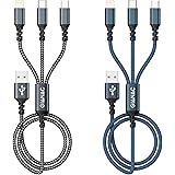 GIANAC Multi Cavo di Ricarica, 2pack [1.2M] 3 in 1 Multiplo Cavetto con Micro USB Tipo C Lightning interfaccia Cavo USB di Ri