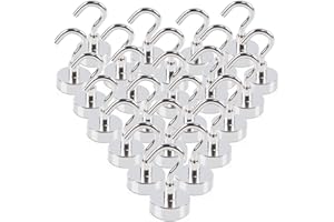 MAGXCENE 24PCS Crochets Magnétiques, 20mm Crochet Aimanté Crochet Aimanté Puissant, Crochet Magnetique pour Cuisine Réfrigérateur Plafond Salle de Bain Serviette Garage