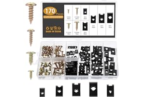Kinsinder 170 Stück U-Clip Mutter und Schrauben Set, Schraube Mutter Clip Kit, Blechmuttern Sortiment, U-Typ Blechmuttern, U-Typ Metall Clipmutternfür Auto