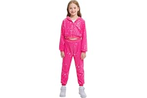 LOLANTA Bambini Paillettes Hip Hop Costume da Ballo con Paillettes Strada Abbigliamento da Danza Set Giacca e Pantaloni
