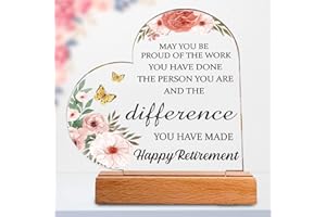 CHARMIBLE Retirement Gifts for Women Men, Thank You Leaving Gifts Heart Shaped Acrylic Sign Plaque, Happy Retirement Gifts for Family, Friend, Teacher, Colleague, Best Retirement Gifts