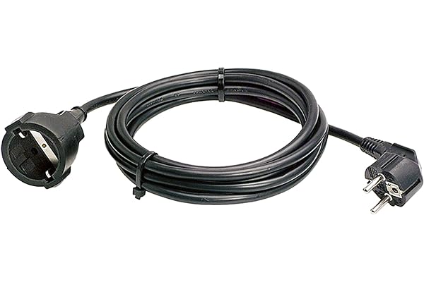 as - Schwabe alargador de Cables 2 m H05VV-F 3G1,5 - Cable de extensión 230 V / 16 A / 3.500 W - Enchufe y Enchufe Hembra con Toma de Tierra - protección contra cuerpos extraños IP20 - Negro, 50202