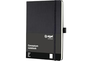 ‎SIGEL Sigel CO120 Notizbuch A5 blanko schwarz, Hardcover, 194 nummerierte Seiten, nachhaltiges Papier, mit Inhaltsverzeichnis, Stiftschlaufe, Falttasche, Gummibandverschluss, Conceptum