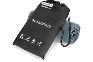 Muztaga Microfibre Beach Towel-Perfect for Travel, Sports, Camping, Swimming, Yoga, Gym- Quick Dry, Sand Free, Compact, Lightweight, Absorbent (Grey, Large (160x90cm, 63x35”))
