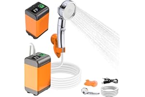 LYCEBELL Douche de camping portable avec batterie de 4800 mAh - Douche de camping d'extérieur 12 V - Pompe de douche mobile - Douche extérieure avec buse de douche et tuyau avec alimentation