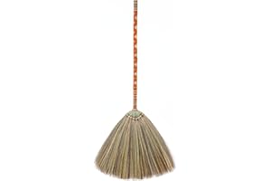 SN SKENNOVA - Asiatischer Besen Thai Muster Vintage Retro Natur Gras Besen handgefertigt (Orange)