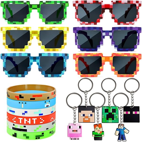 Vcsjw Pixel Brille,Pixel Mosaik Brille,Lustige Brillen Set Für