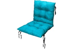 ‎GRAND FILIPPO Grand Filippo Sitzkissen Gartenstuhl mit Rückenlehne 50 x 50 cm Azurblau - Beständig Gegen Schimmel und Feuchtigkeit - Handgefertigt Wasserdicht Sitzauflagen für Gartenstühle mit Befestigungsschnüre