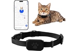 TIMES MARK Cat Tracker, GPS Tracker Collar for Small Cats, Pet Recorder for Cats with No Monthly Fees, Waterproof Logger GPS Collar for Pets, Portable Anti Lost for Apple Find Function (iOS Only) Adjust 28-39cm