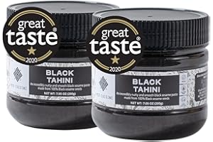 Med Cuisine Black Tahini 200GR X 2 - Premium Ground Roasted Black Sesame Paste - Nutty Flavoured Tahini Paste - 1/3 Cup of Black Tahini Covers Your Calcium Daily Needs - Gluten & Nut-Free (2 pack)