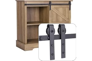 EGTink 90 cm/2,95FT Mini Quincaillerie Kit de Rail, Rail Porte Coulissante pour Placard, Systeme Porte Coulissante Roulette pour Armoire de Rangement, Meubles TV, Placards (Porte Simple)