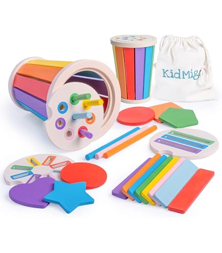 Montessori-Spielzeug Ab 1 Jahr – Sortierspiel Mit Stäbchen & Scheiben Aus Holz