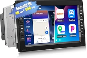 CAMECHO 4G+64G Android 15 autorradio para VW Golf 4 Polo Sharan Jetta MK4 T5 Multivan con navegador por satélite,7 Pulgadas Doble DIN VWT5 autoradio con Carplay Android Auto FM/RDS Bluetooth5.0+32EQ