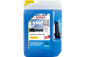 SONAX Lave glace antigel concentré (5 L) convient pour les gicleurs en éventail avec parfum citron | Réf: 03326020