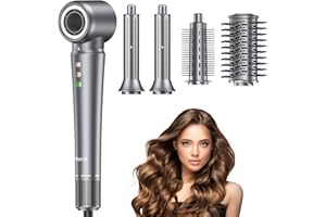 ‎BOPCAL 5 in 1 Airstyler Ionen Föhn 110000 U/Min, Professioneller Hair Styler für Schnelles Trocknen Warmluftbürste Frizz-Free, 32mm Lockenstab Automatisch, Haarglätter Bürste ＆ Volumenbürste, Geschenkbox