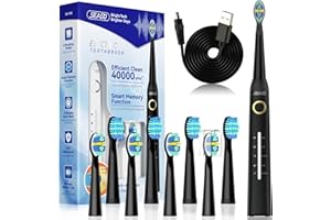 Seago Electric Toothbrush, Rechargeable Toothbrush for Adults Sensitive Teeth, 8 Brush Heads, 5 Modes with Teeth Whitening, Endurance 30 Days, Kids Electric Toothbrushes 6-12, SG-958(Black)