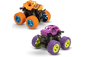 Sky Tech® Monster Trucks (Pack of 2), Friction Powered Monster Car Toys for Boys 3-7 Years Old, Durable High-Density Alloy and Non-Toxic Plastic, Non-Slip Tires for Educational Play(Pack of 2)