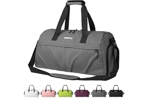 DBPBToU Sac de Sport Femme Homme Matériau Rigide, Sac Sport avec Compartiment à Chaussures de Ventilation, Sac de Voyage Femme Imperméable avec Compartiment Humide (Gris)
