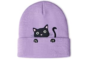 BIBITI Katzenmütze,Mädchen Kinder Mütze Wintermütze Winter Herbst Beanie Lila Mützen mit Katze Ohren Katzenohren Strickmütze Cat Haube Süße Kitty Mutze Katzen Hat Katzenmotive Caps für Kids Teenager Madchen