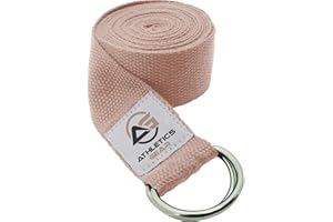 ATHLETICS GEAR AG Yoga Strap Belt with Metal D-Ring Buckle, 6ft long & 1.5 inch wide, Made with Durable Cotton for Stretching and Flexibility