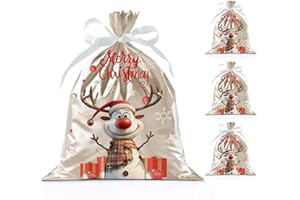 43 * 58cm Christmas Bags,DXTXTJ 4Pcs Drawstring Gift Bags,White Extra Large Xmas Gift Bags for Presents Christmas