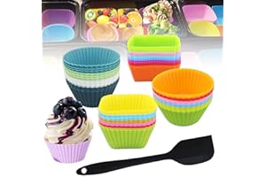 LONNEY 48+1 Pezzi Stampi In Silicone per Dolci, Pirottini per Muffin Silicone Stampi in Silicone per Muffin, Torte, Budini, Focaccine, Gelati (48+1 pezzi, 11 colori)