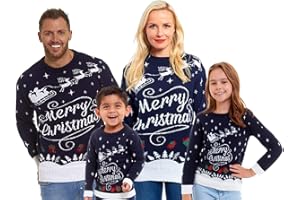 THE DUCK & GOOSE CO. Merry Christmas Jumpers for Men, Women, Kids and Babies - Long Sleeve Chunky Knit Jumpers for Xmas, Winter and Holiday Festive Parties - Soft and Lightweight Family Christmas Jumper Pullover Top