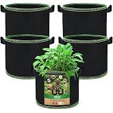OFFCUP Grow Bags, 5 Pieces 20L Non-Woven Fabric Plant Bags with Handles, Breathable Fabric Plant Bags for Potatoes Tomato Pep