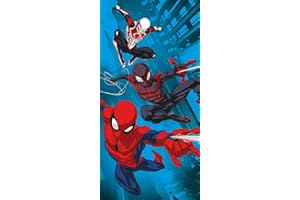 SPIDER-MAN Spiderman Official Marvel Beach Towel | Spiderverse Design Super Soft Towel | Perfect for Swimming, The Beach Or Bath Time, Multi, 140 x 70cm