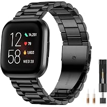 Chofit Rhinestone Metal Band For Fitbit Versa 4/Sense 2 - Stainless Steel Dressy Replacement Strap, Black