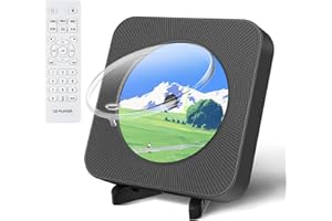 GAONAWAY Lettore CD Bluetooth per la casa, costruito in doppi altoparlanti HIFI, supporto radio FM, jack per cuffie AUX/USB Drive, display a LED copertura antipolvere lettore CD musicale con telecomando (nero)