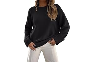 Zeagoo Pulls Femme Décontractés Col Rond Pull en Maille Uni Automne et Hiver Sweater Manche Longue Duveteux Pull S-XXL