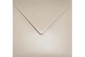 Netuno 100 Enveloppes Carrées Sables 153x153mm Aster Metallic Sand - Rabat Pointu, Nacrées, Brillantes Métallisées pour Invitations, Anniversaires, Mariage, Cartes de Vœux, Noël