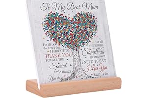Niyewsor Mum Birthday Gifts, Acrylic Plaque Gifts for Mum, Birthday Gift for Mums from Daughter Son, Desk Decor Sign Presents for Mums, Christmas Mothers Day Gifts for Best Mummy